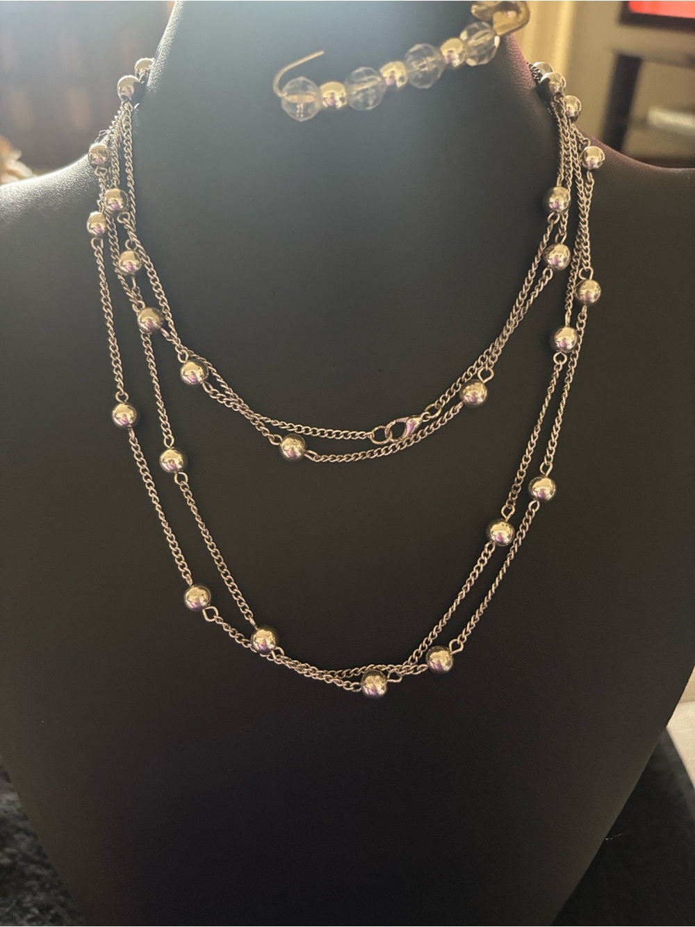 Silver Multi-Strand Beaded Necklace - Women Jewelry